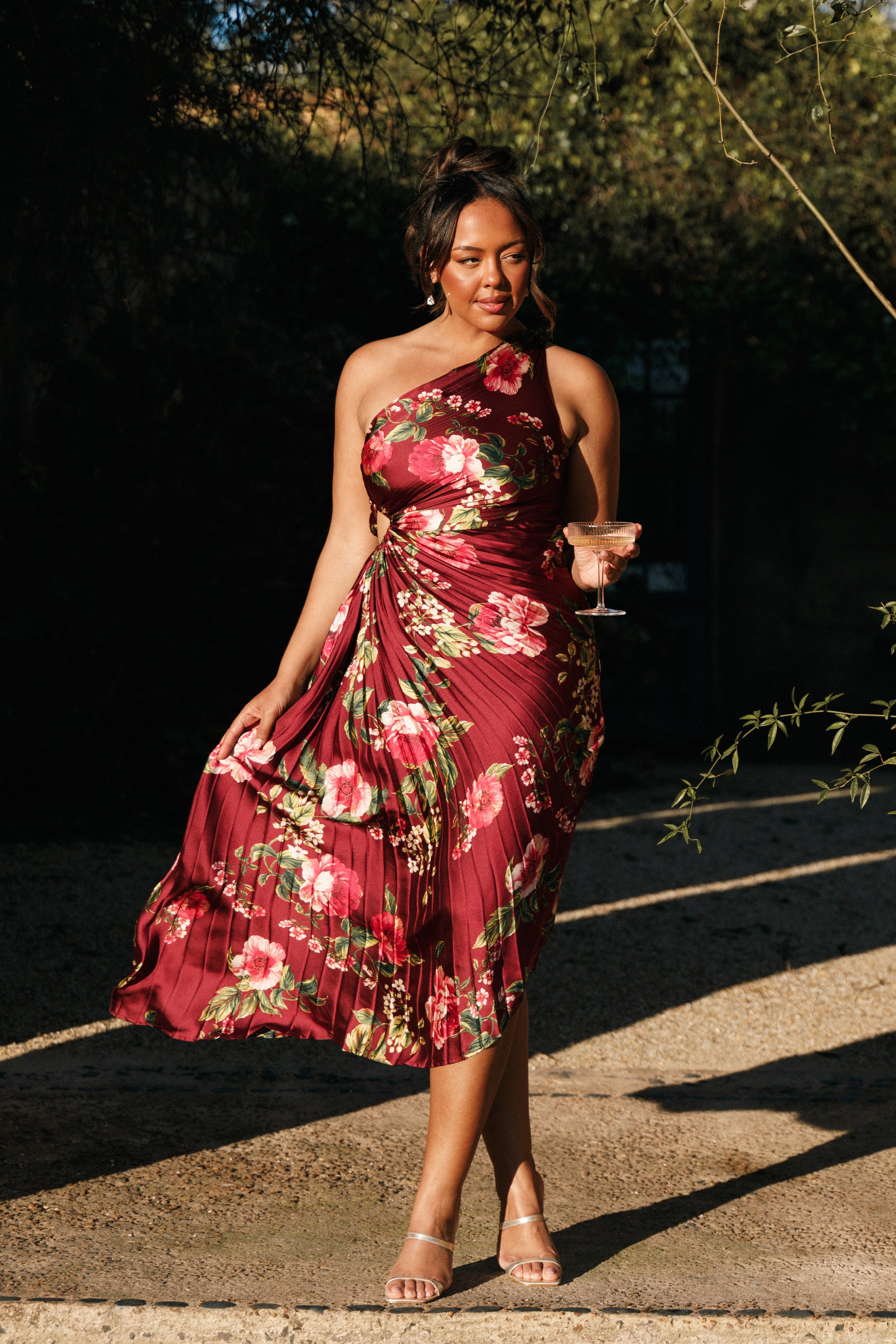 DRESSES Kleo One Shoulder Maxi Dress - Burgundy Floral