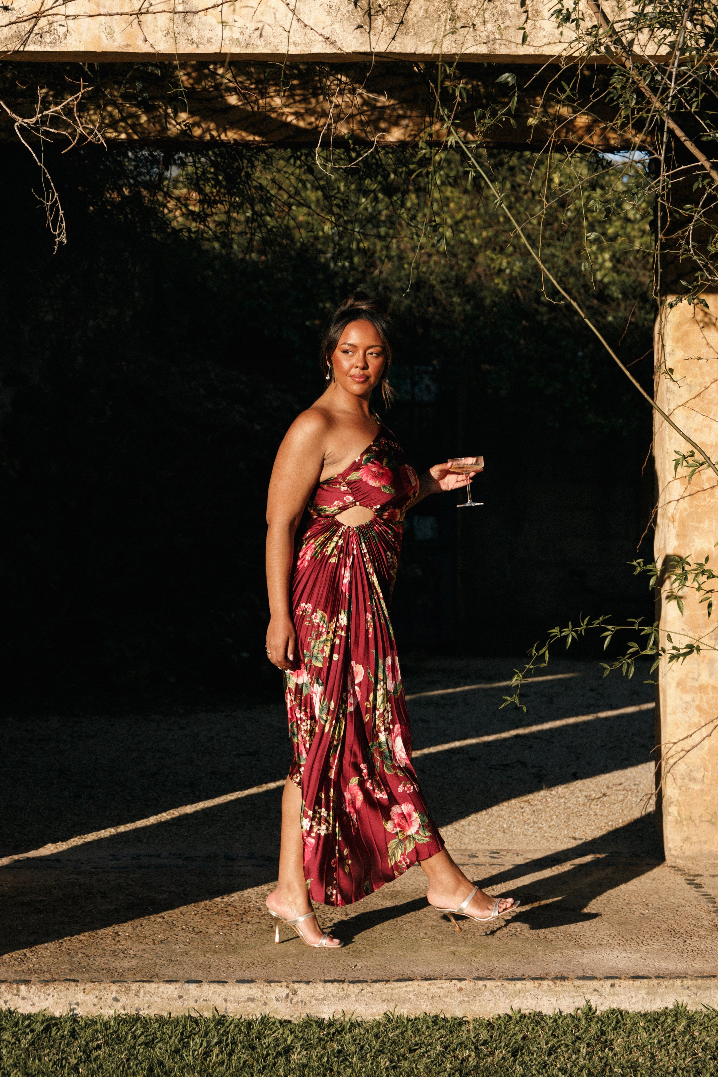 DRESSES Kleo One Shoulder Maxi Dress - Burgundy Floral