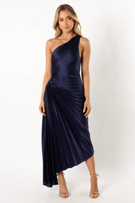 DRESSES @Kleo One Shoulder Maxi Dress - Navy