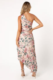DRESSES @Kleo One Shoulder Midi Dress - Pink Floral (Hold for Modern Romance)