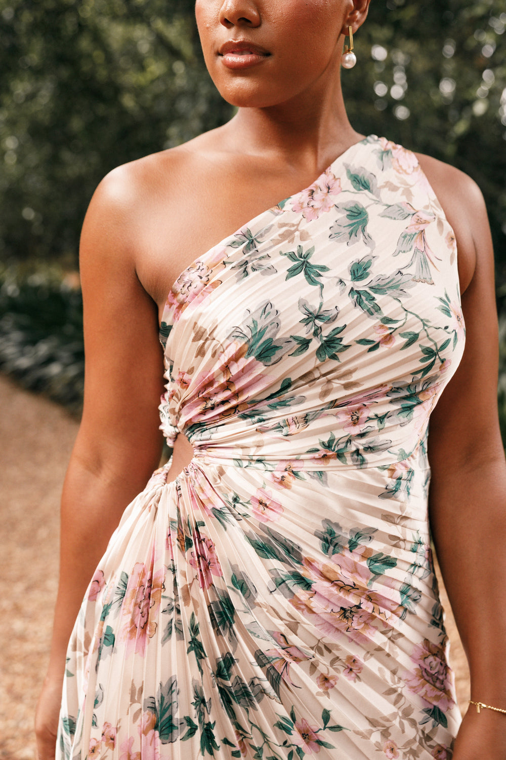 DRESSES Kleo One Shoulder Midi Dress - Pink Floral (Hold for Modern Romance)