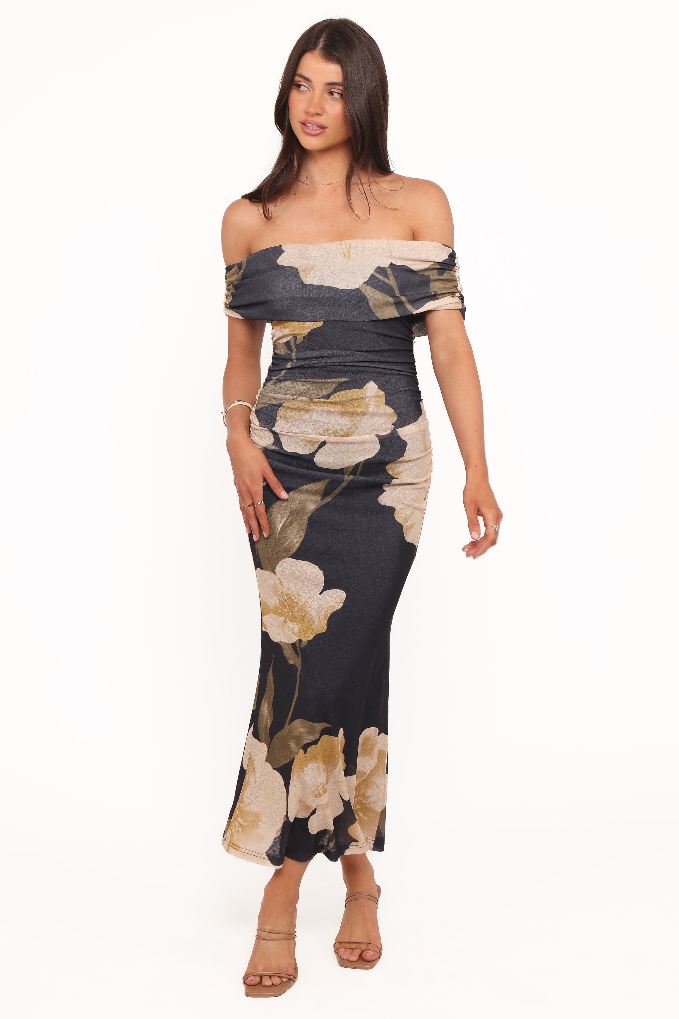 DRESSES Koda Off Shoulder Midi Dress - Black Floral
