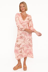 DRESSES Kolby Long Sleeve Midi Dress - Pink Floral