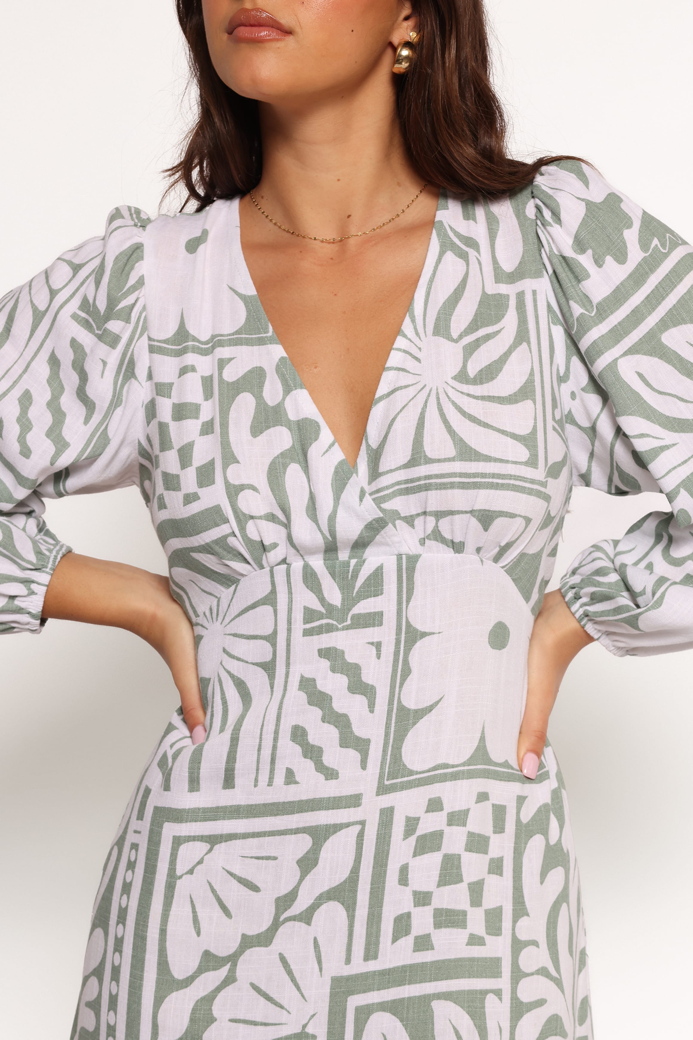DRESSES Kolby Long Sleeve Midi Dress - Sage Print