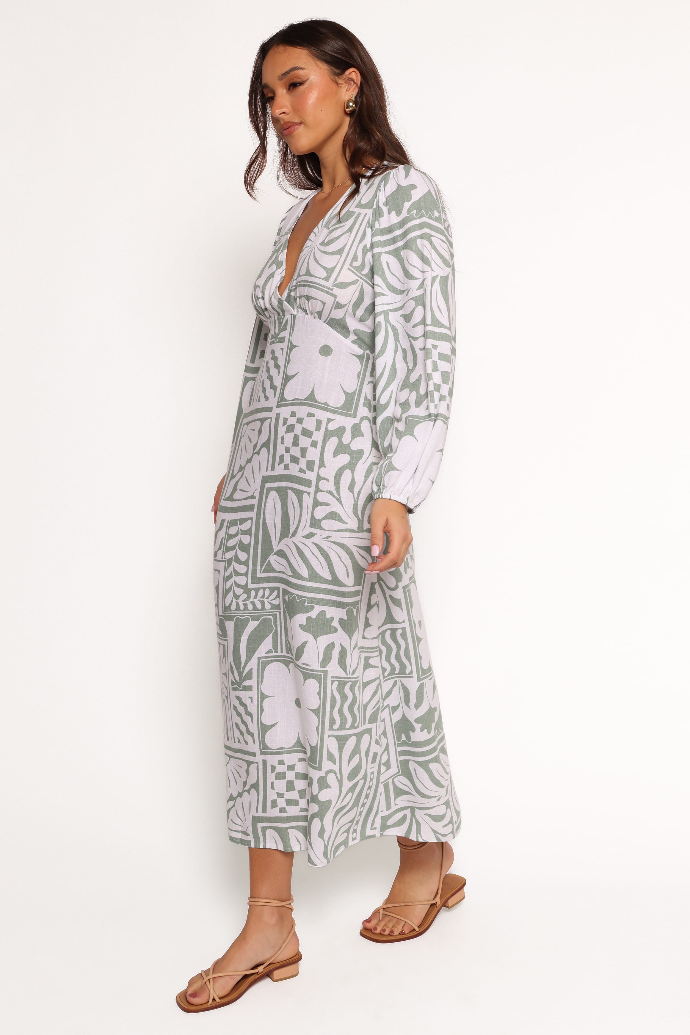 DRESSES Kolby Long Sleeve Midi Dress - Sage Print