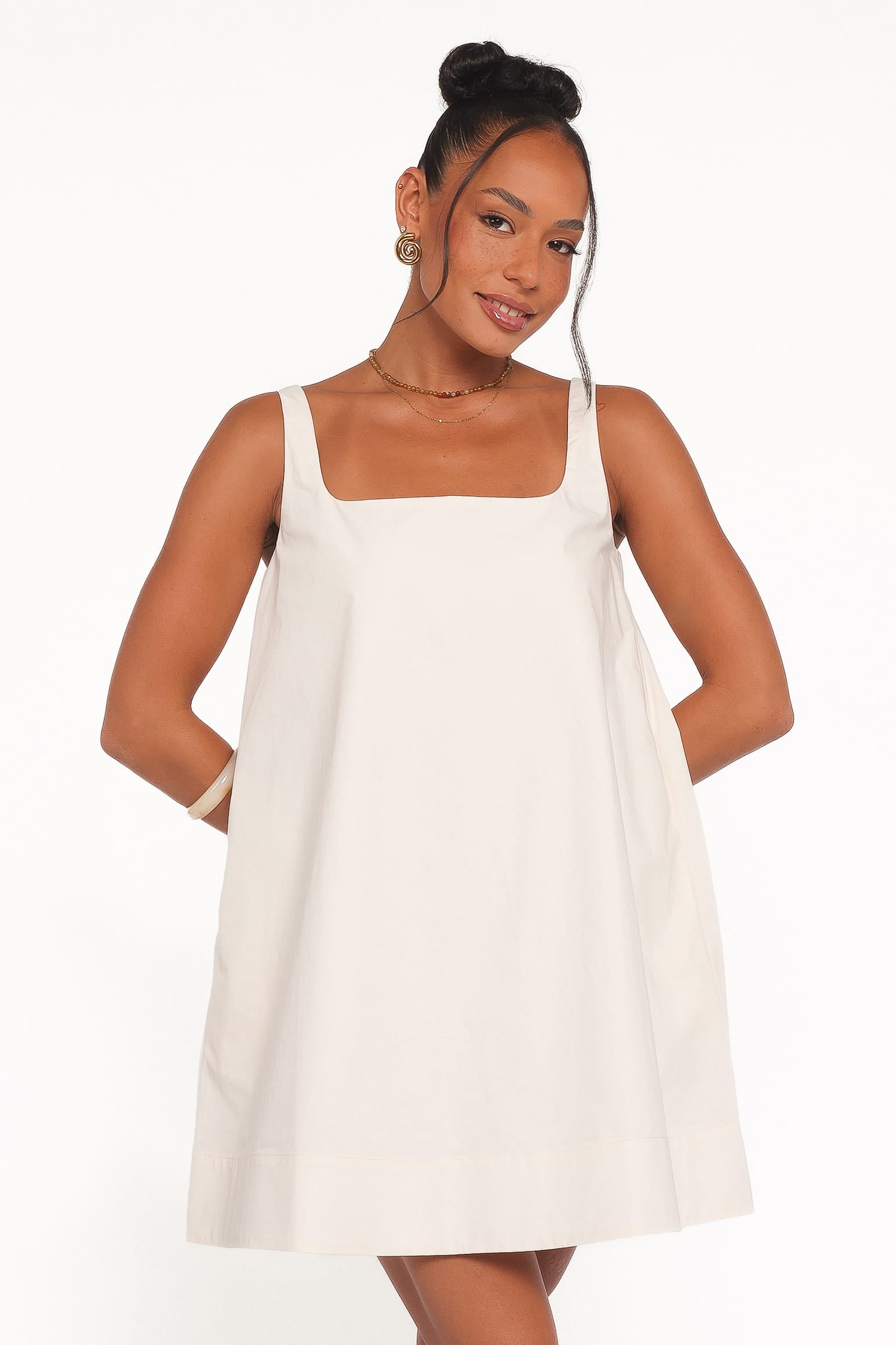 Camila Open Back Mini Dress - White | Petal & Pup