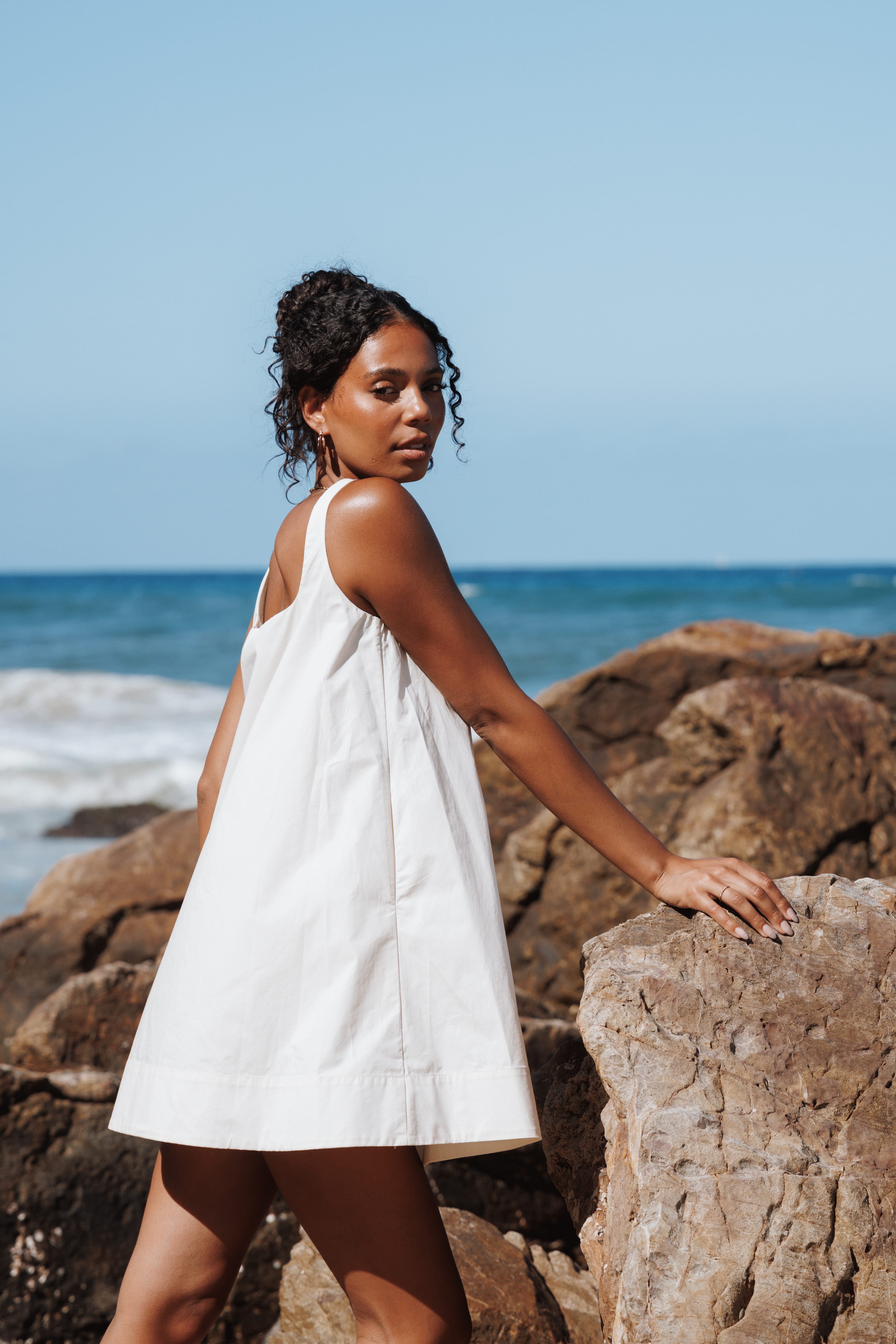 Kora Mini Dress - Chalk White | Petal & Pup