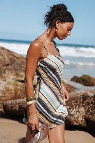 DRESSES Kosta Mini Dress - Brown Retro Stripe