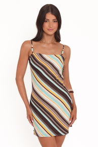 DRESSES Kosta Mini Dress - Brown Retro Stripe