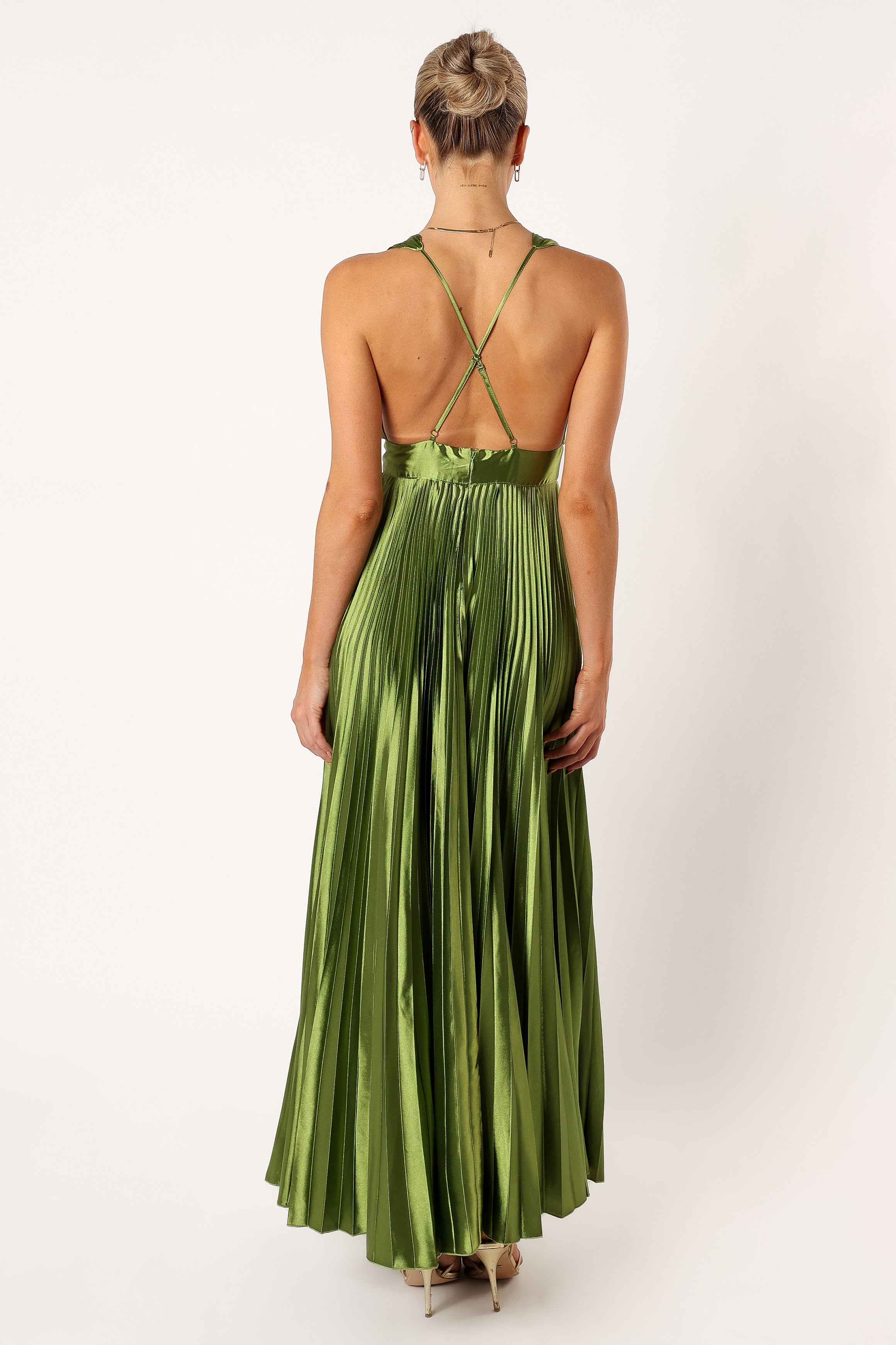 DRESSES @Kris Pleated Maxi Dress - Martini Olive