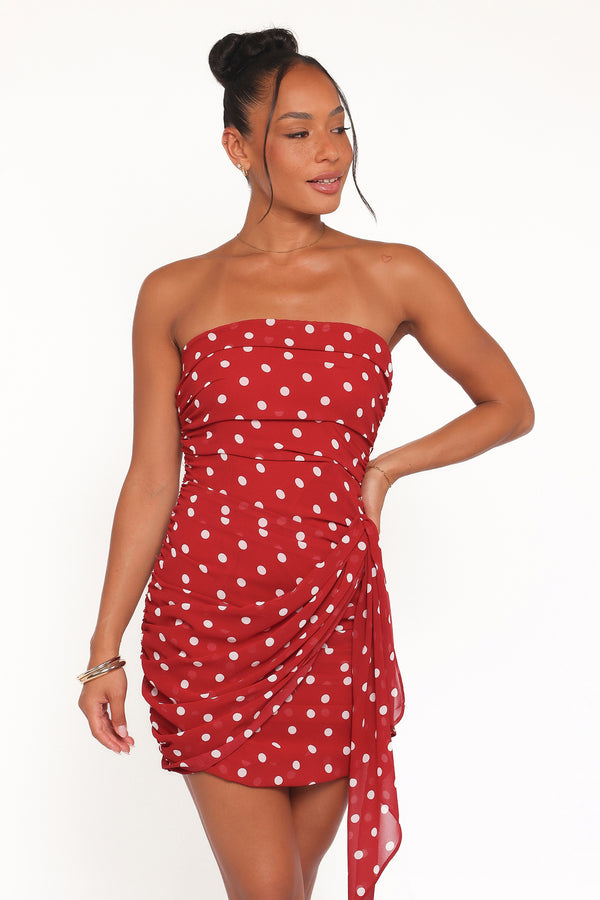 DRESSES Kristen Strapless Mini Dress - Red Polka Dot