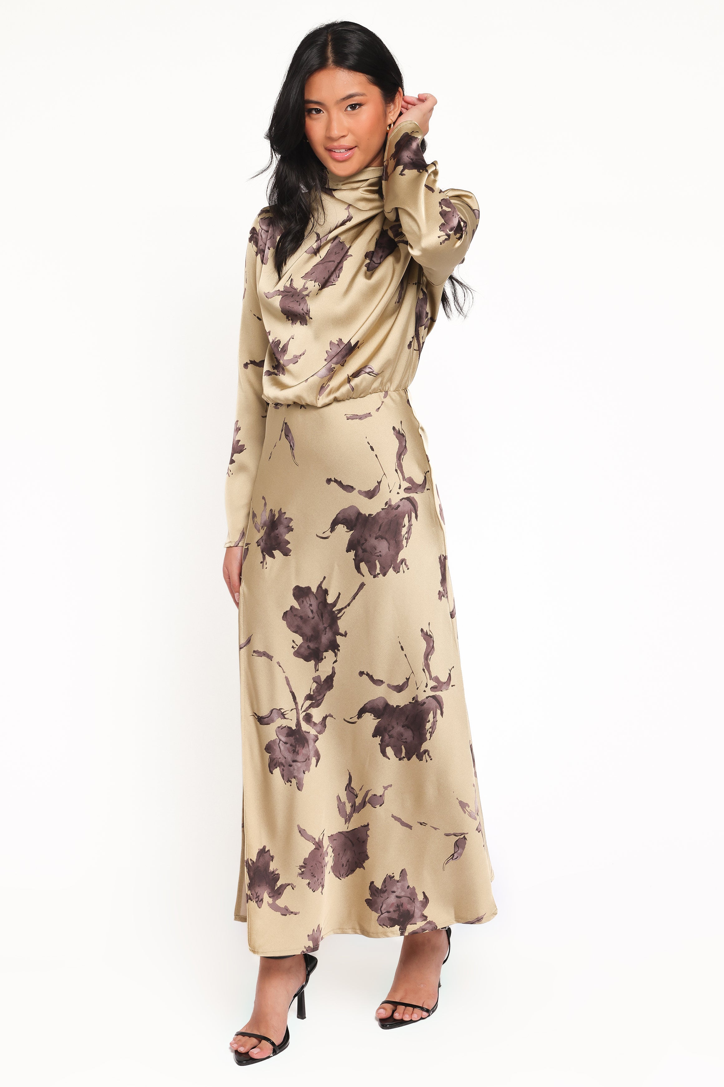 DRESSES Kristyn Long Sleeve Midi Dress - Olive Floral