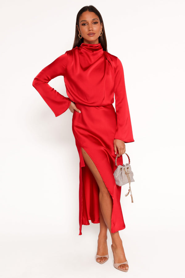 DRESSES Kristyn Long Sleeve Midi Dress - Red