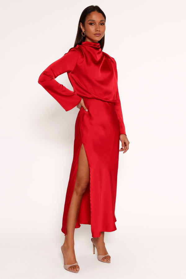 DRESSES Kristyn Long Sleeve Midi Dress - Red