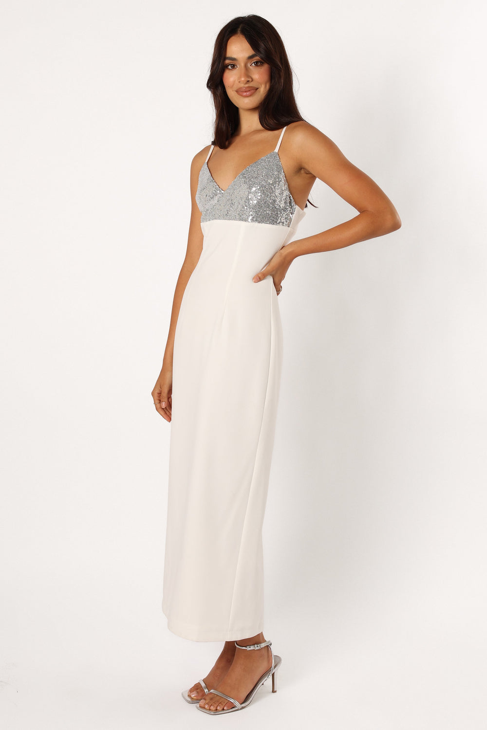 DRESSES @Kylie Slip Dress - White Silver