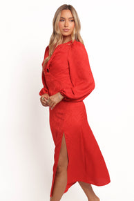 DRESSES Laine Long Sleeve Midi Dress - Red
