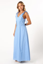 DRESSES @Lainey Tie Maxi Dress - Blue