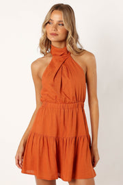 DRESSES @Langford Halterneck Mini Dress - Apricot