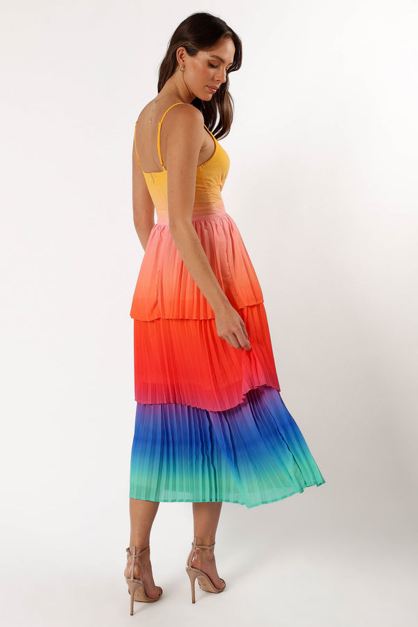 DRESSES @Lanos Tiered Midi Dress - Multicoloured