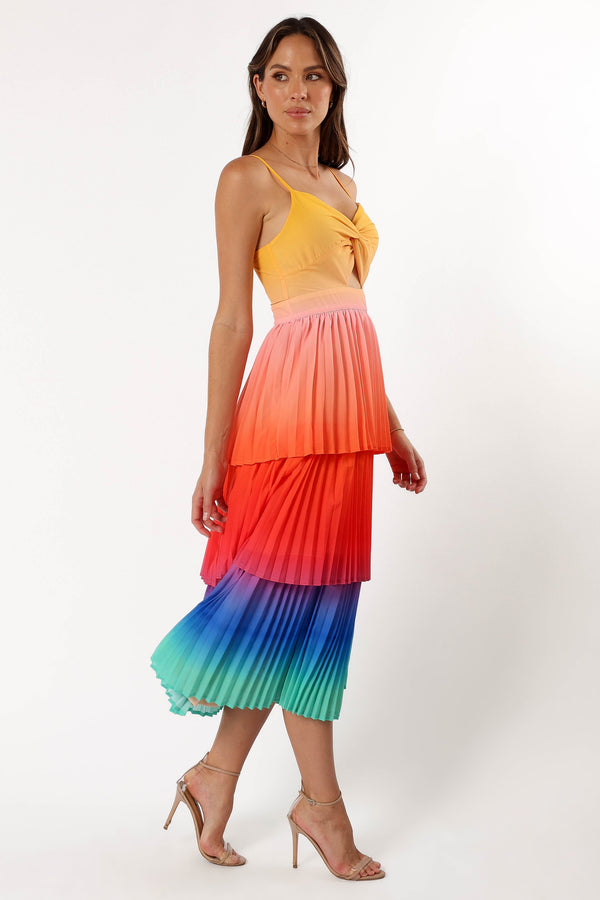 DRESSES @Lanos Tiered Midi Dress - Multicoloured