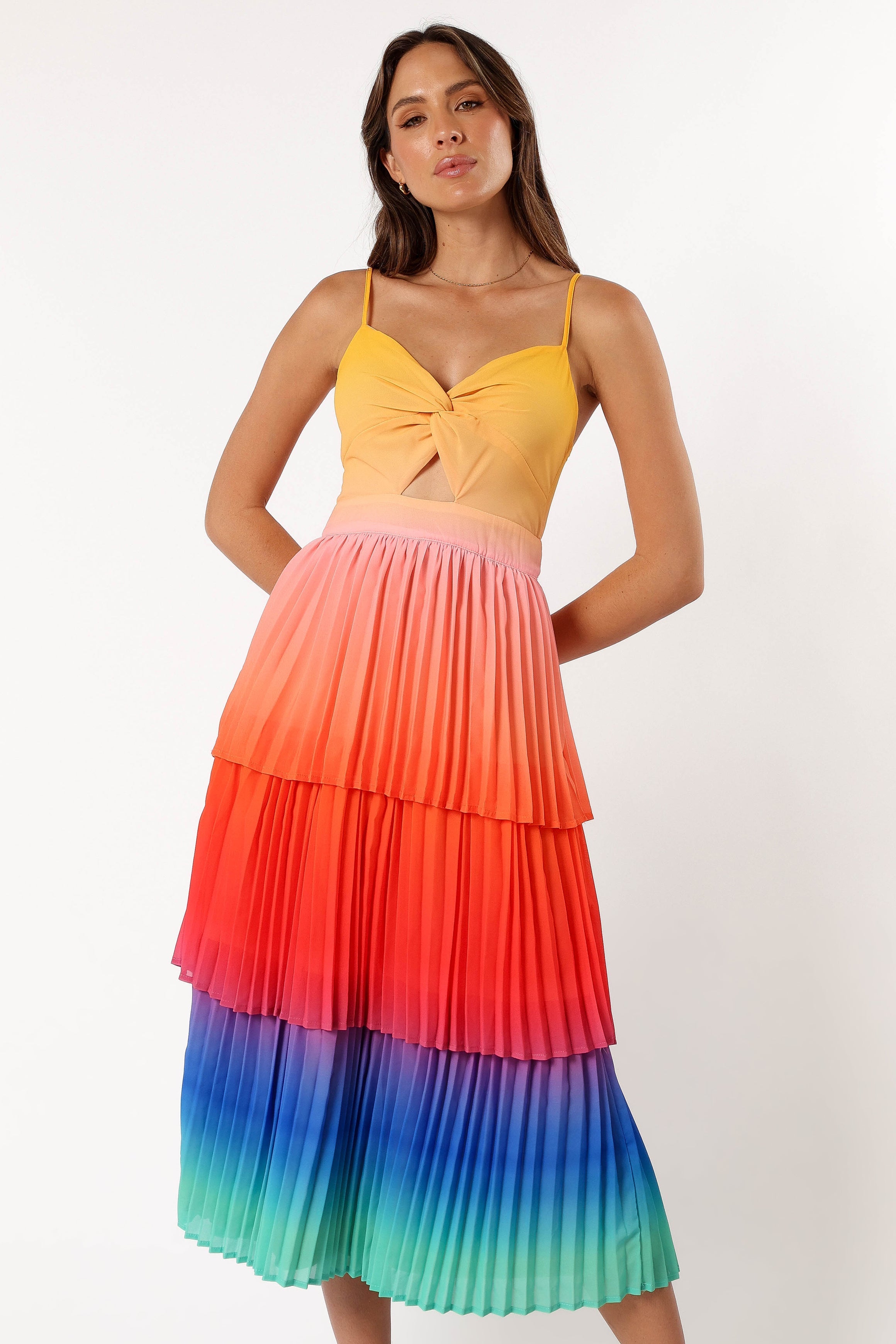 DRESSES @Lanos Tiered Midi Dress - Multicoloured
