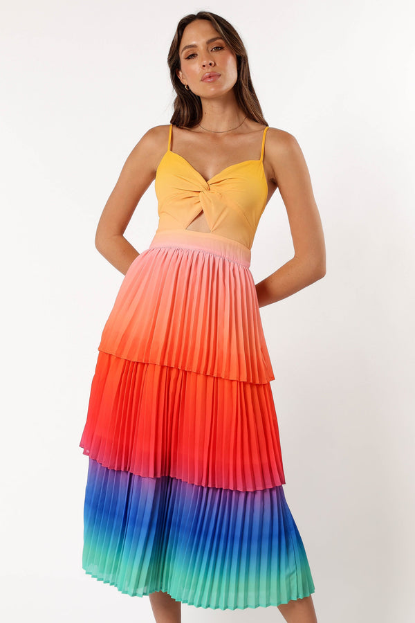 DRESSES @Lanos Tiered Midi Dress - Multicoloured