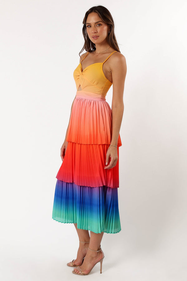 DRESSES @Lanos Tiered Midi Dress - Multicoloured