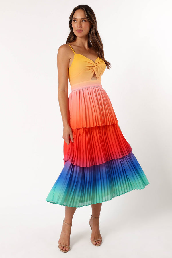 DRESSES @Lanos Tiered Midi Dress - Multicoloured