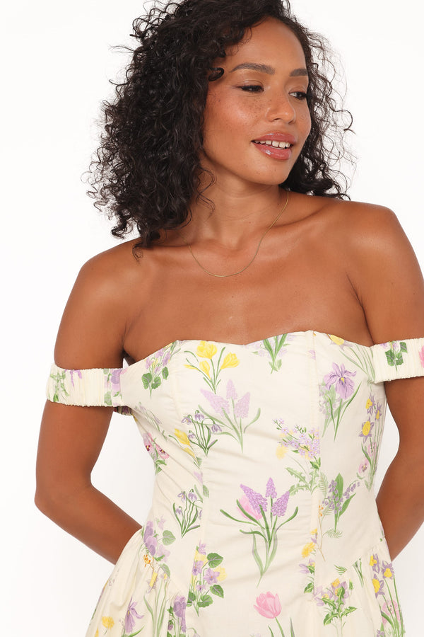 DRESSES Larni Off Shoulder Midi Dress - Lavender Multi