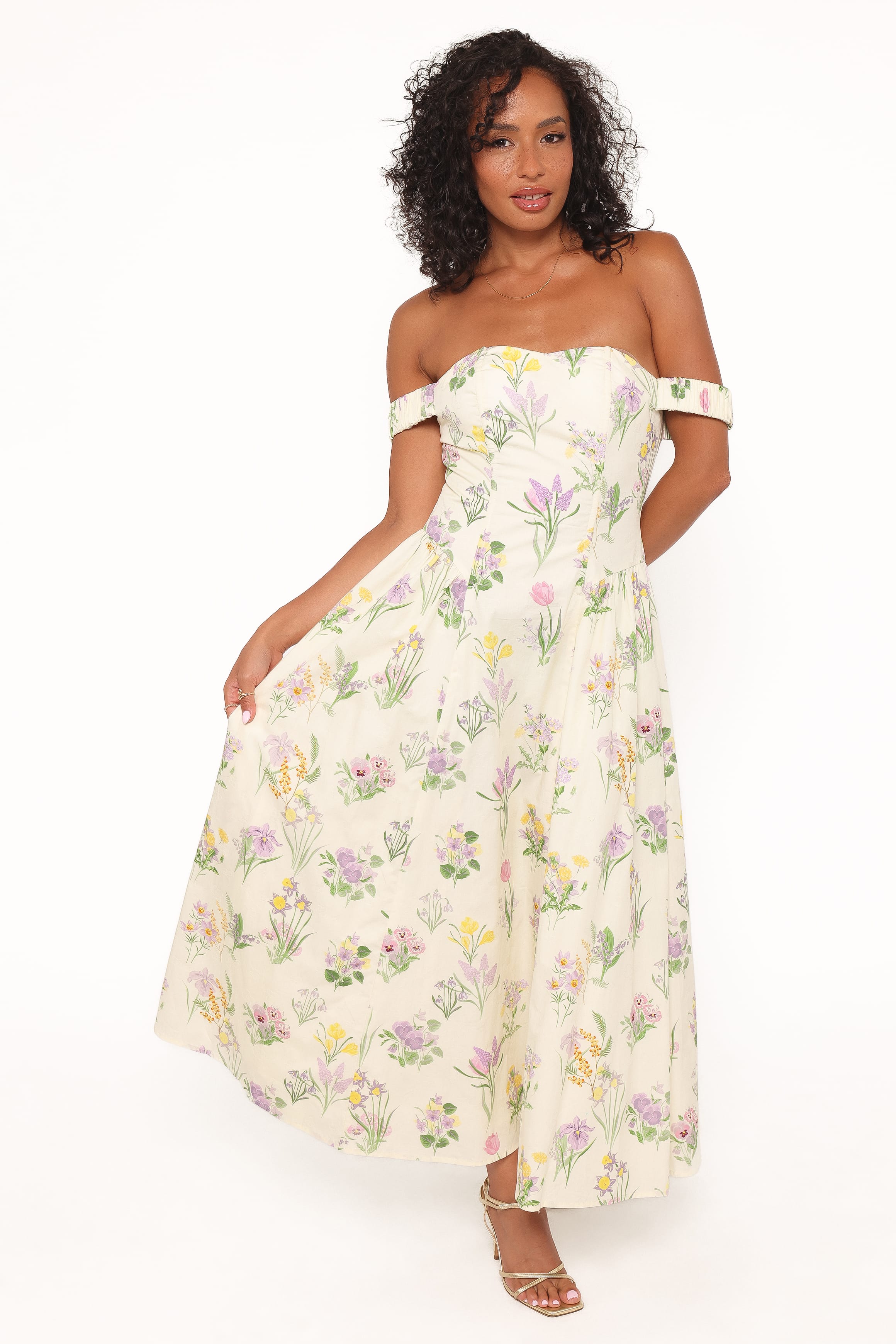 DRESSES Larni Off Shoulder Midi Dress - Lavender Multi