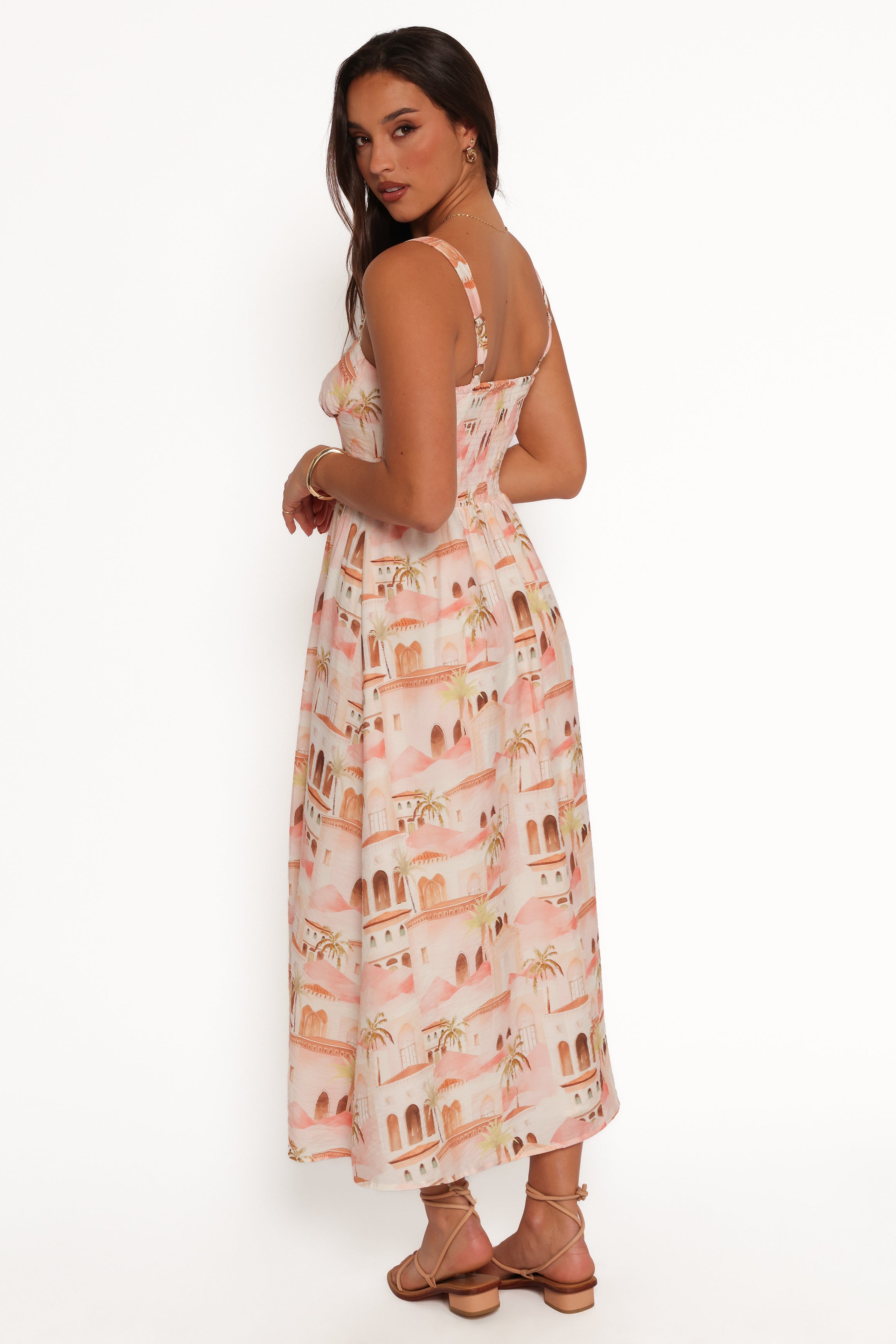 DRESSES Laurette Midi Dress - Tan Print