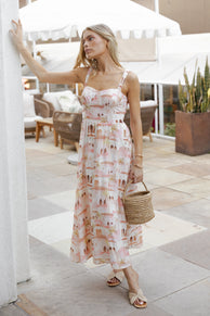 DRESSES Laurette Midi Dress - Tan Print