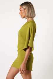 DRESSES @Layne One Shoulder Mini Dress - Palm Green