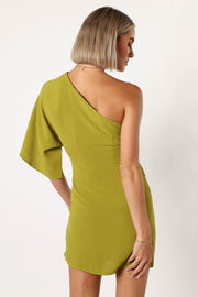 DRESSES @Layne One Shoulder Mini Dress - Palm Green