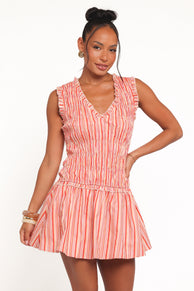 DRESSES Leabrook Mini Dress - Peach Stripe