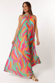 DRESSES @Leandra Halterneck Maxi Dress - Multicoloured