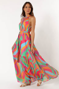 DRESSES @Leandra Halterneck Maxi Dress - Multicoloured