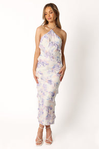 DRESSES @Leanne Halterneck Maxi Dress - Purple Floral