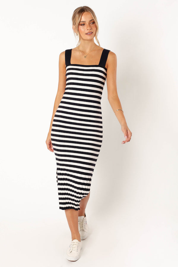 DRESSES @Ledger Midi Dress - Navy Stripe