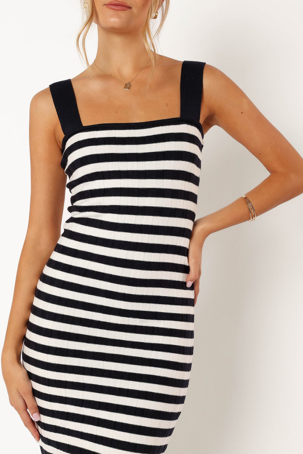 DRESSES @Ledger Midi Dress - Navy Stripe