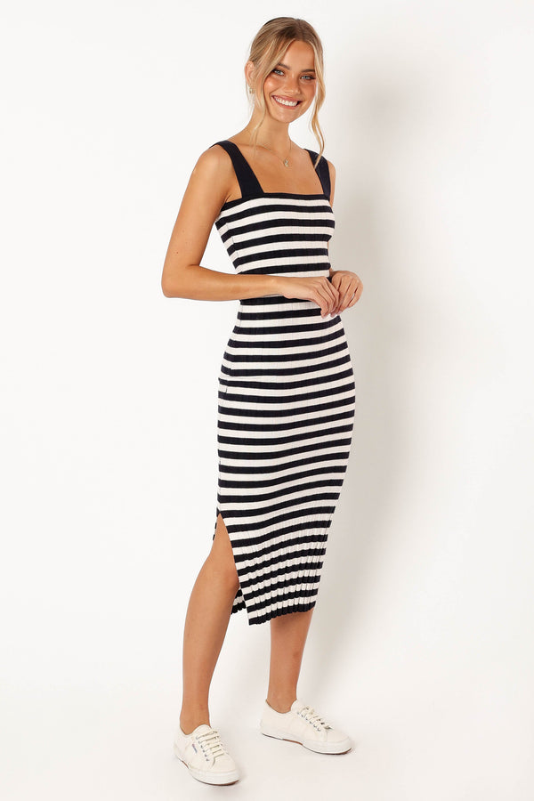 DRESSES @Ledger Midi Dress - Navy Stripe