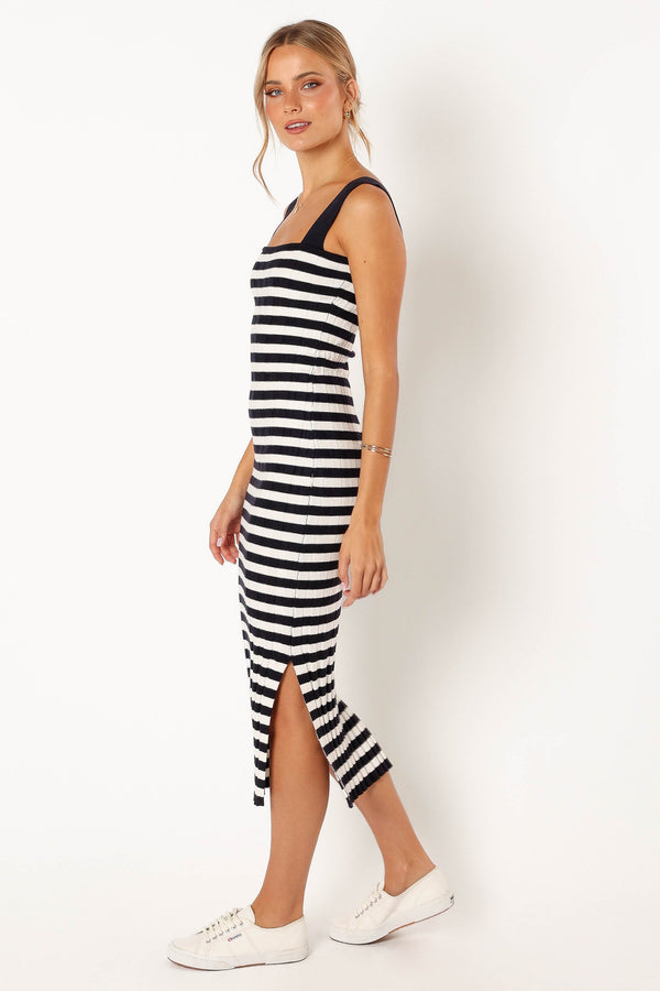 DRESSES @Ledger Midi Dress - Navy Stripe