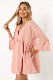 DRESSES @Leif Long Sleeve Mini Dress - Pink