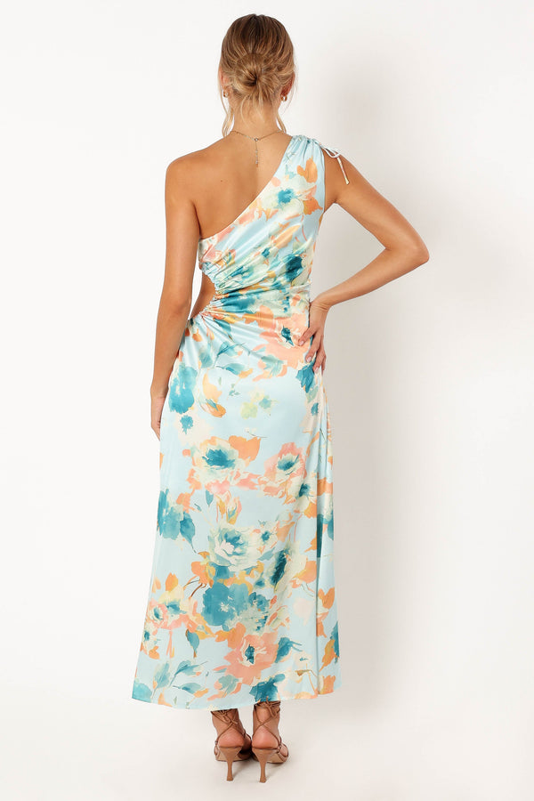 DRESSES @Leighton One Shoulder Midi Dress - Light Blue