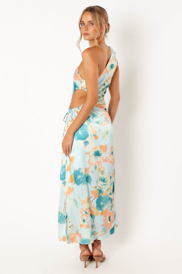 DRESSES @Leighton One Shoulder Midi Dress - Light Blue