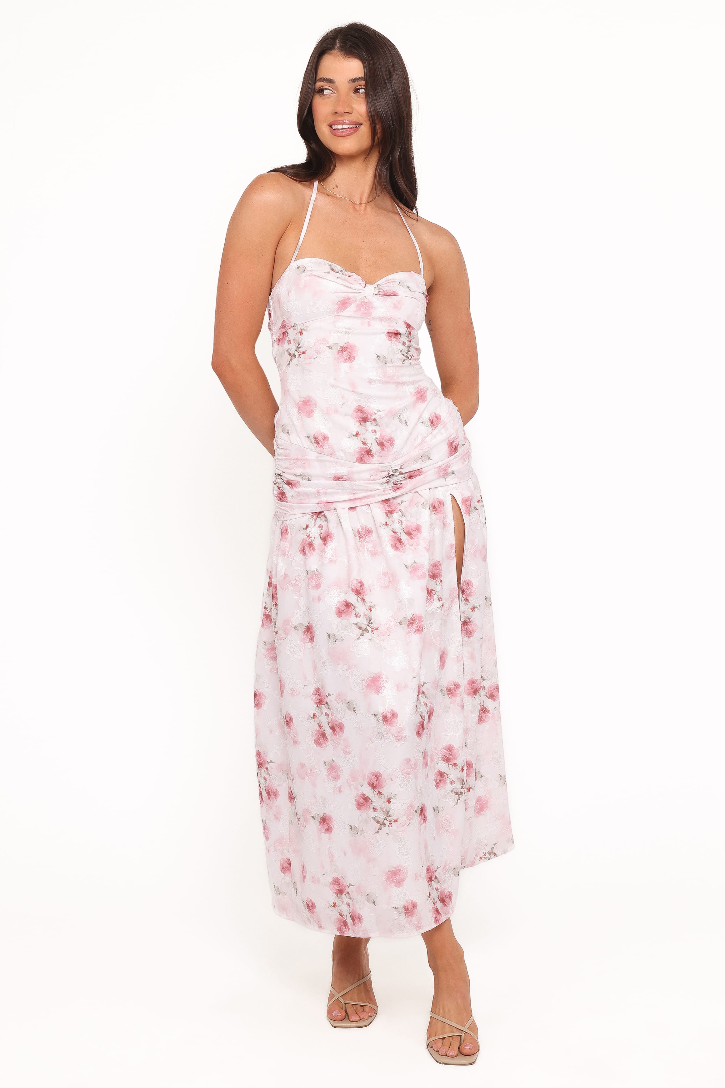 DRESSES Lelia Halterneck Midi Dress - Pink Floral