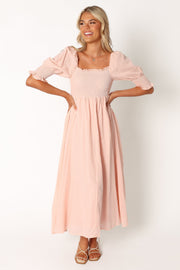 DRESSES @Lena Off Shoulder Midi Dress - Pink