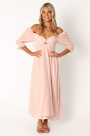 DRESSES @Lena Off Shoulder Midi Dress - Pink