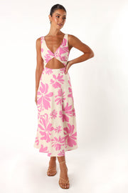 DRESSES @Lendall Cut Out Midi Dress - Pink Floral