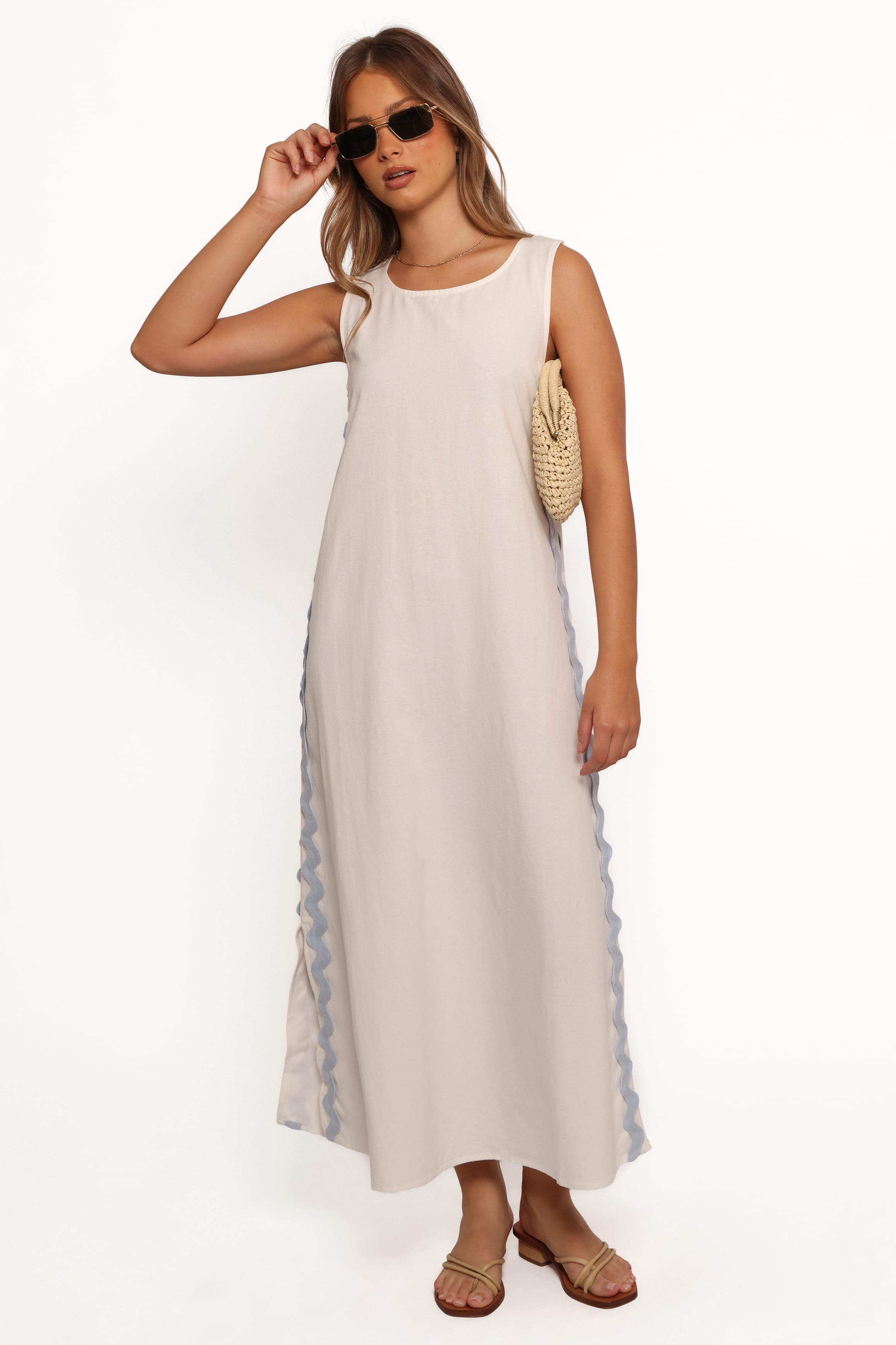 DRESSES Lennie Midi Dress - Cream Blue